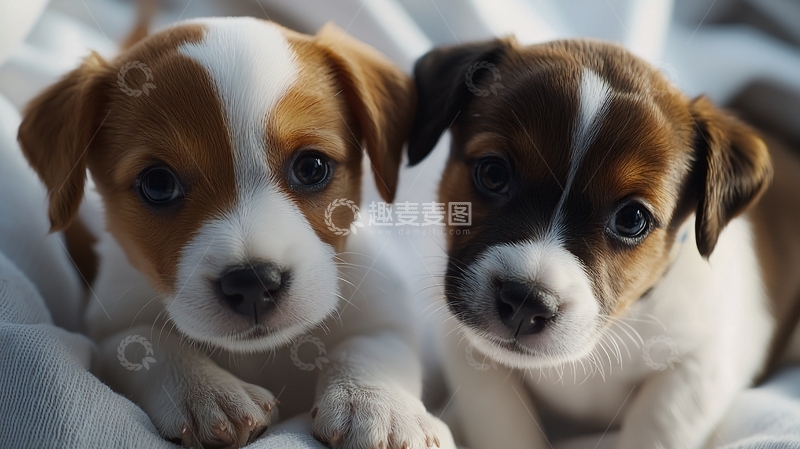 高清大图下载【趣麦麦图】两只可爱的小猎兔犬幼犬