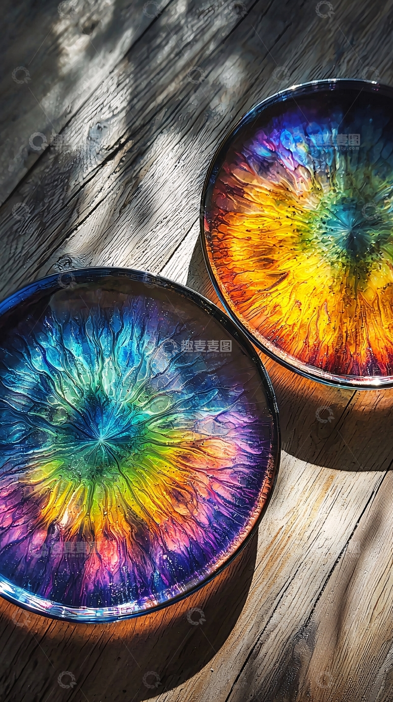 高清大图下载【趣麦麦图】彩虹色树脂盘