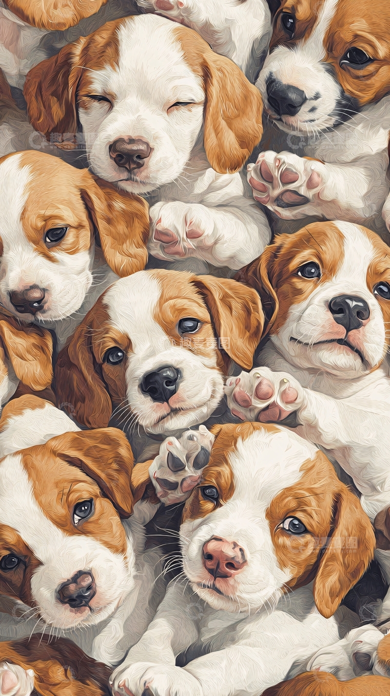 高清大图下载【趣麦麦图】一堆可爱的猎兔犬幼犬