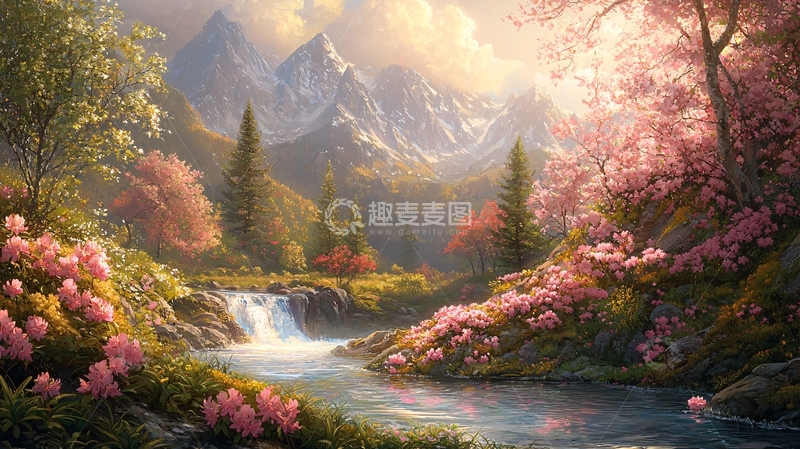 高清大图下载【趣麦麦图】春意盎然的山谷风景