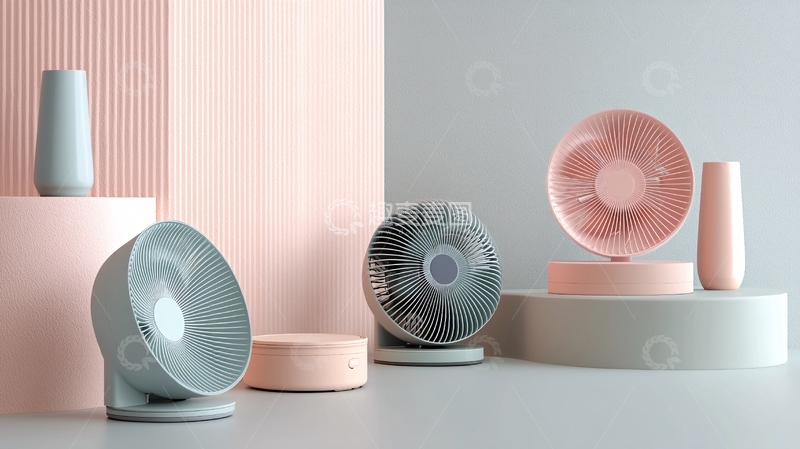 粉色灰色圆形风扇