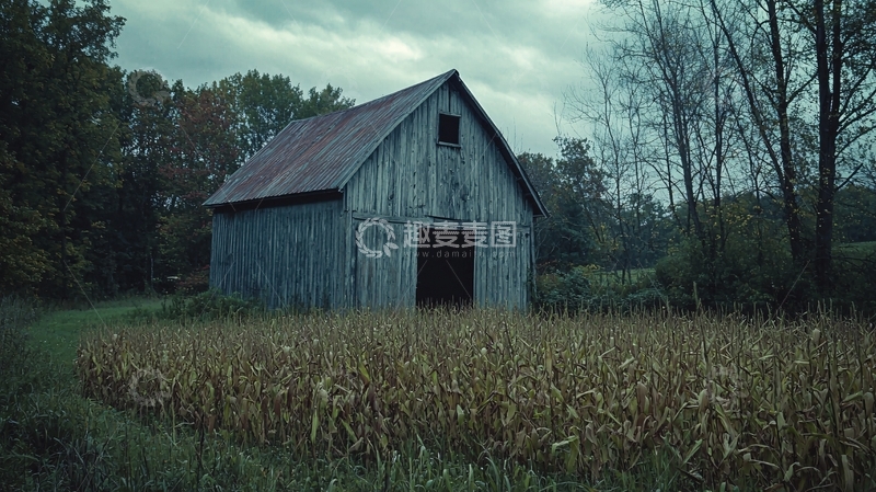 高清大图下载【趣麦麦图】老旧木质谷仓田野秋景