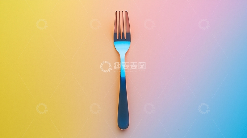 高清大图下载【趣麦麦图】彩色背景上的金属餐叉