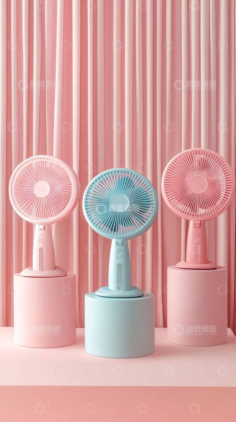 粉色系迷你桌面小风扇