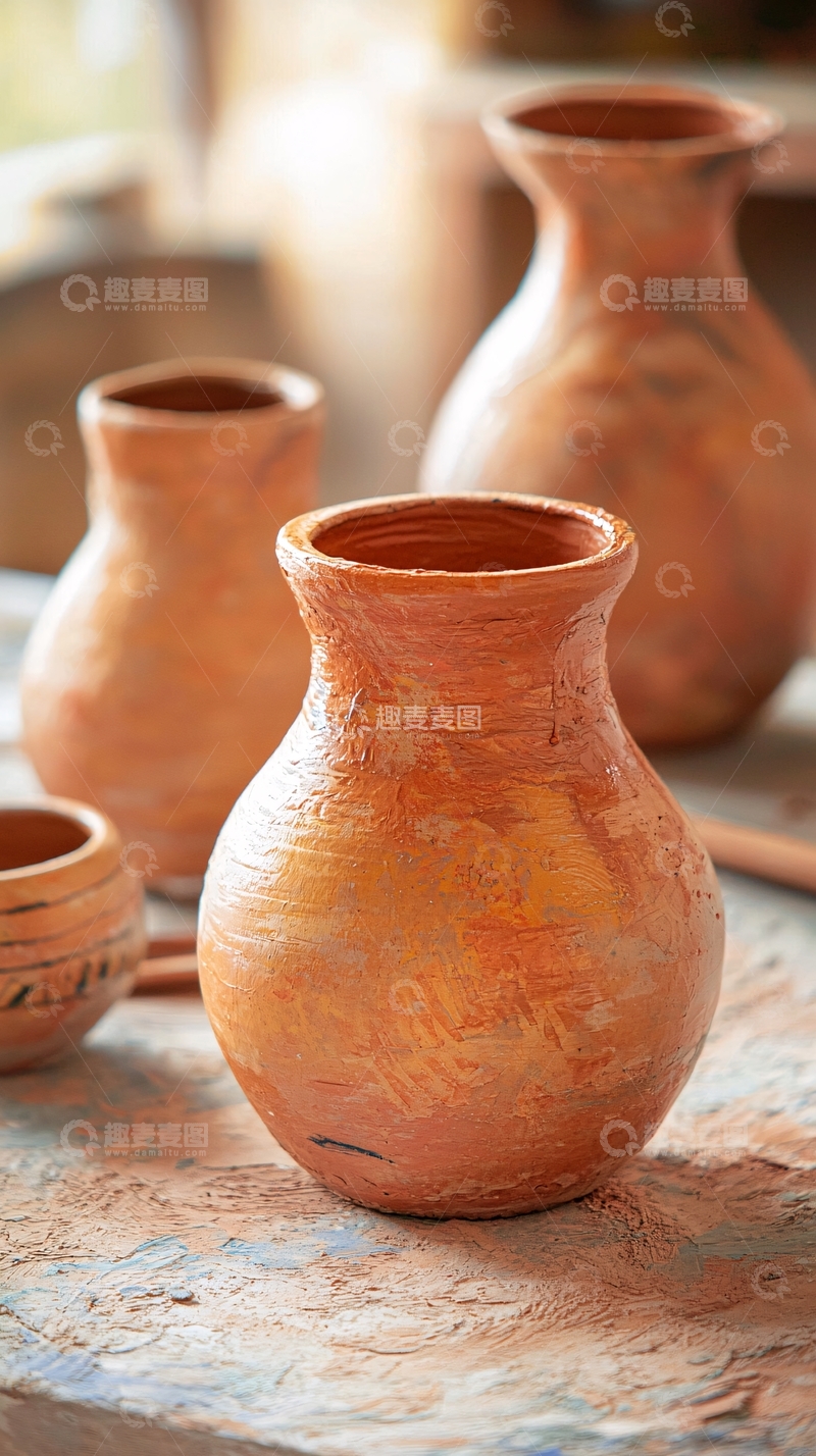 高清大图下载【趣麦麦图】陶土手工陶罐
