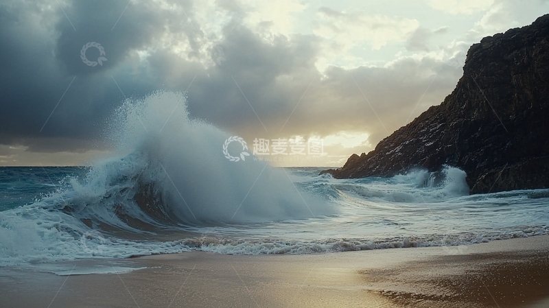高清大图下载【趣麦麦图】海浪拍岸