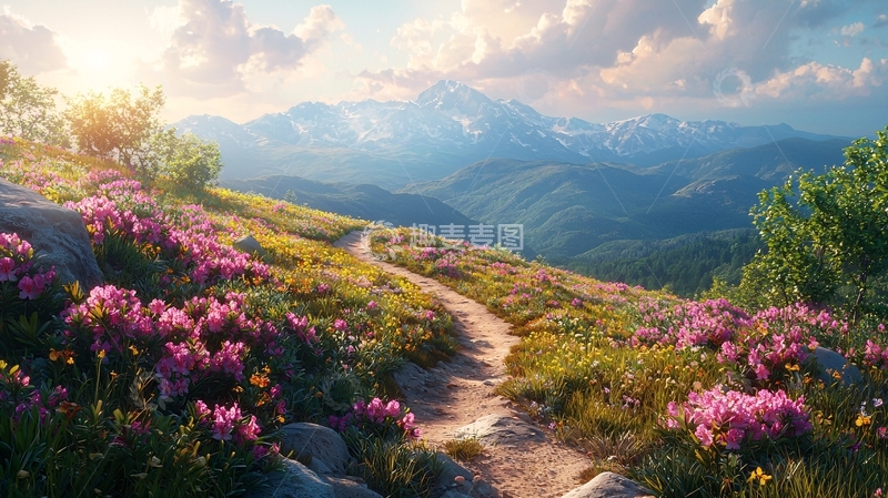 高清大图下载【趣麦麦图】山间小路阳光明媚