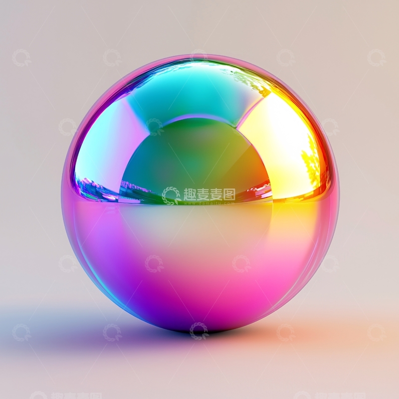 高清大图下载【趣麦麦图】彩色反光金属球体