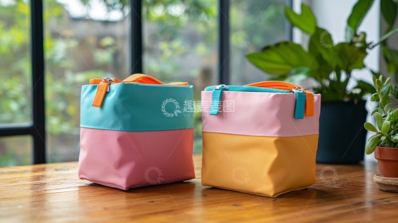 高清大图下载【趣麦麦图】双色拼接方形小包