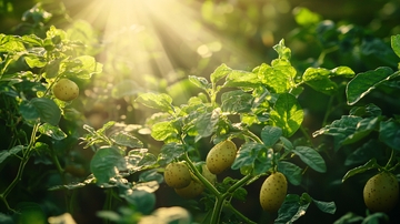 阳光照射下的土豆田