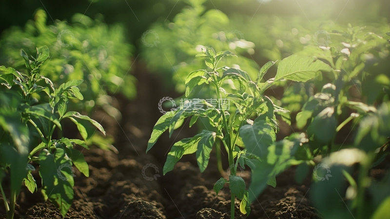高清大图下载【趣麦麦图】阳光下生机勃勃的番茄幼苗
