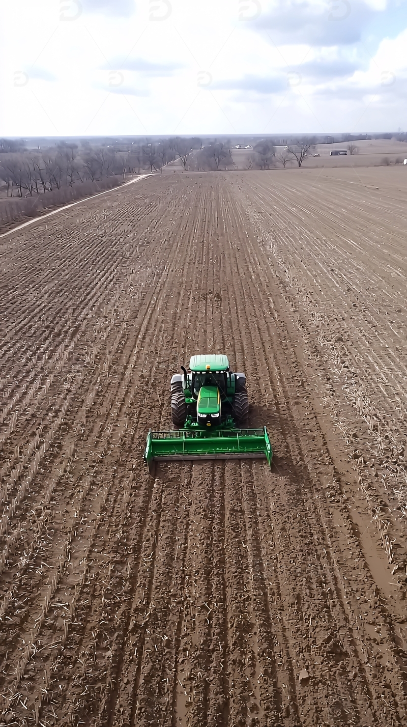 高清大图下载【趣麦麦图】拖拉机在田里耕作
