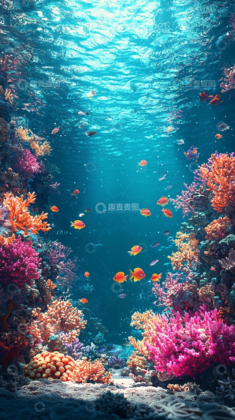 高清大图下载【趣麦麦图】阳光照射下的珊瑚礁