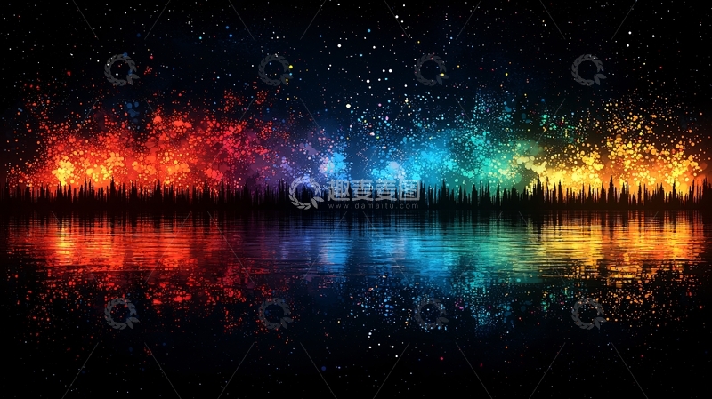 高清大图下载【趣麦麦图】星空森林倒影