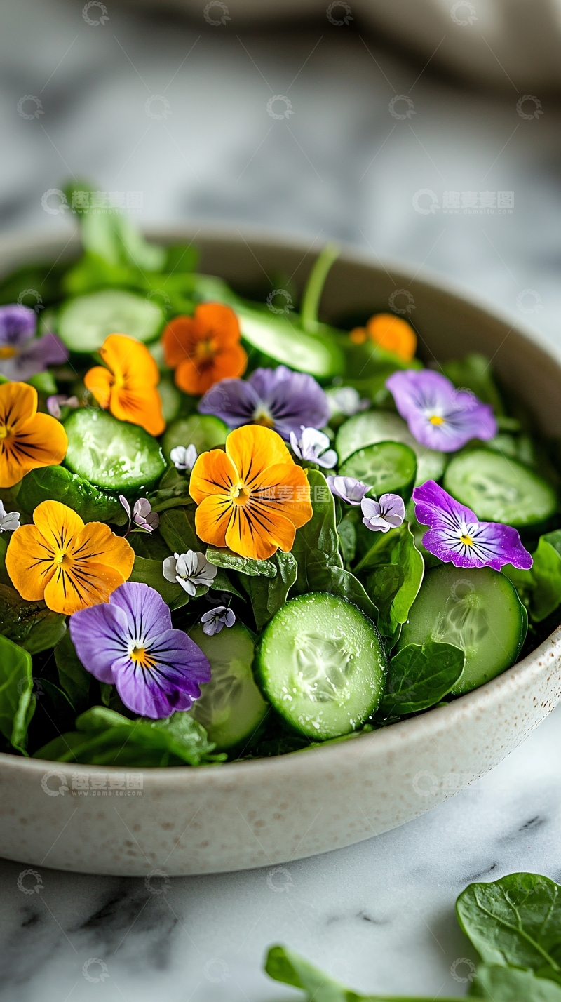 高清大图下载【趣麦麦图】鲜花黄瓜沙拉
