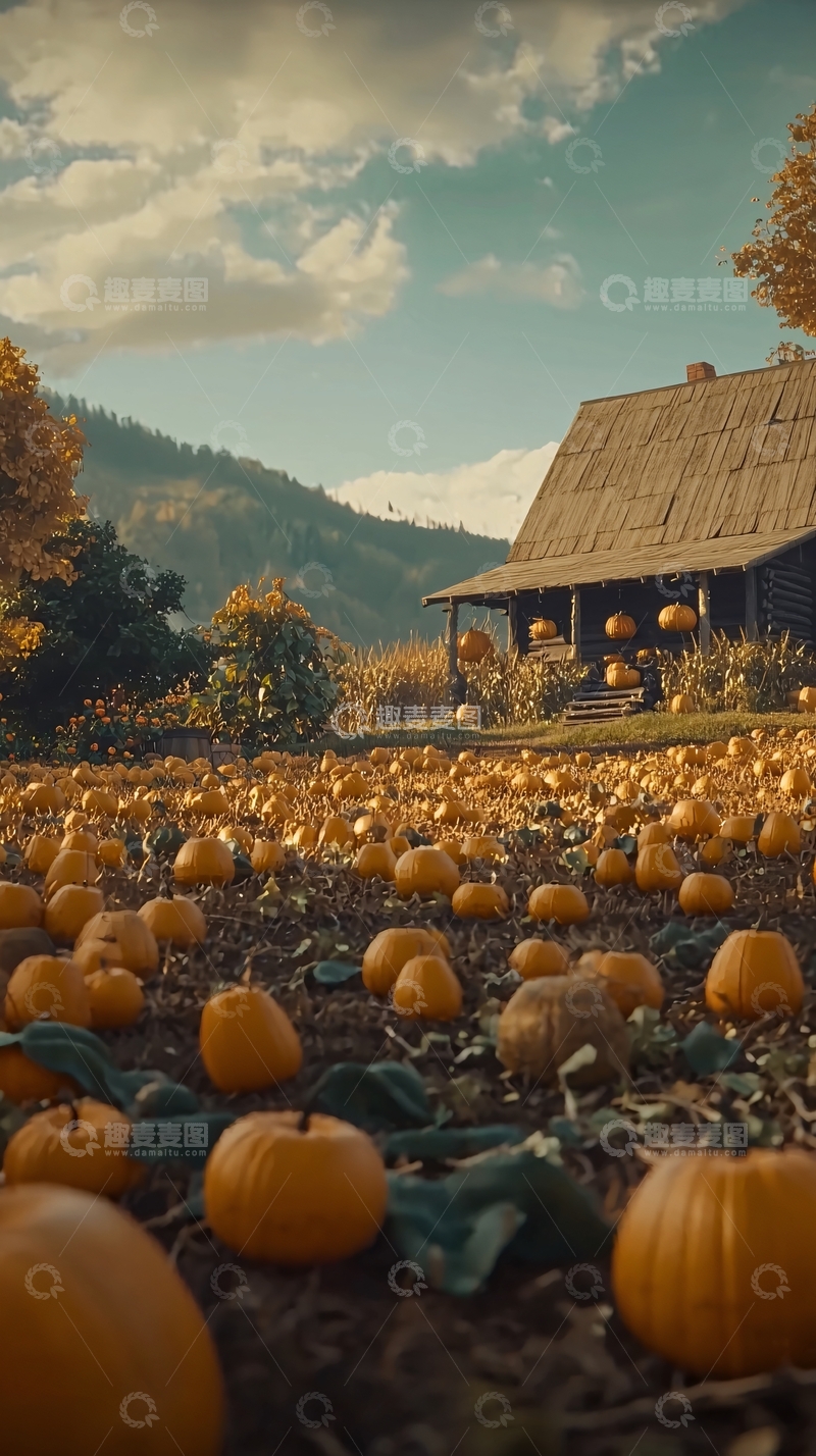 高清大图下载【趣麦麦图】秋收南瓜田园风景