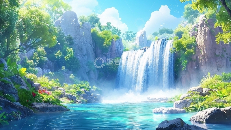 高清大图下载【趣麦麦图】梦幻般瀑布风景图