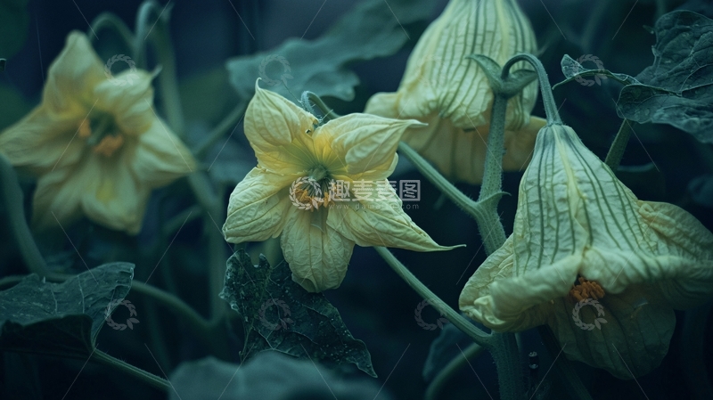 高清大图下载【趣麦麦图】暗色调南瓜花