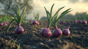 田野里生长的紫洋葱