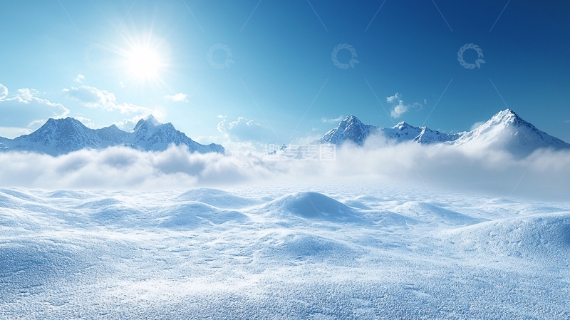 高清大图下载【趣麦麦图】雪山云海蓝天白云