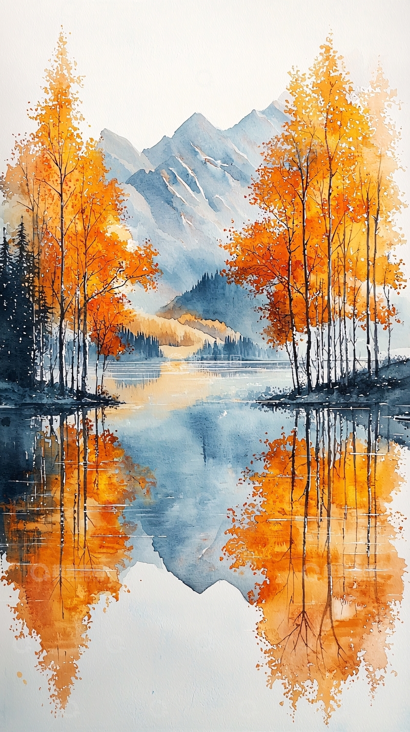 高清大图下载【趣麦麦图】秋色倒影湖光山色