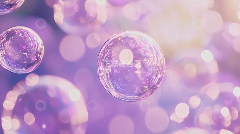 高清大图下载【趣麦麦图】紫色背景下的透明球体