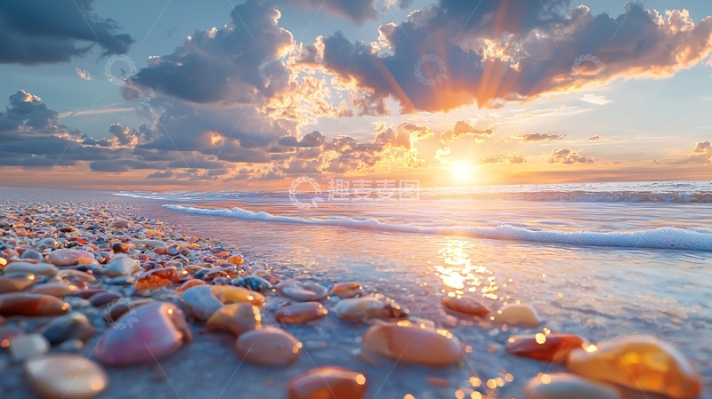 高清大图下载【趣麦麦图】海滩日落