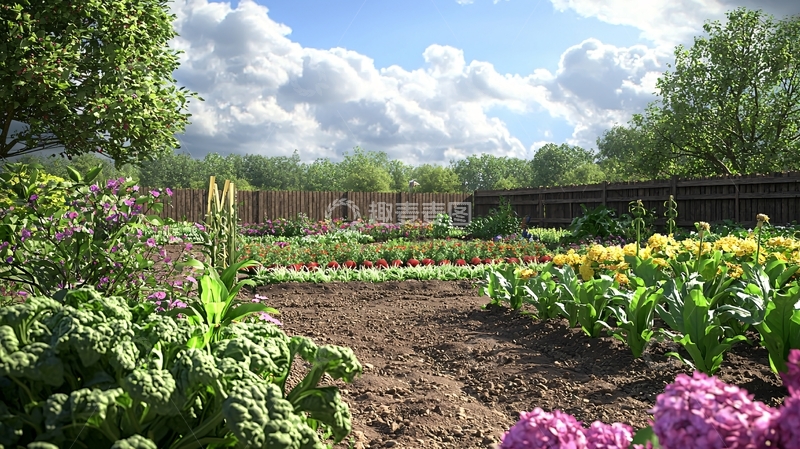 高清大图下载【趣麦麦图】阳光明媚的花园景色