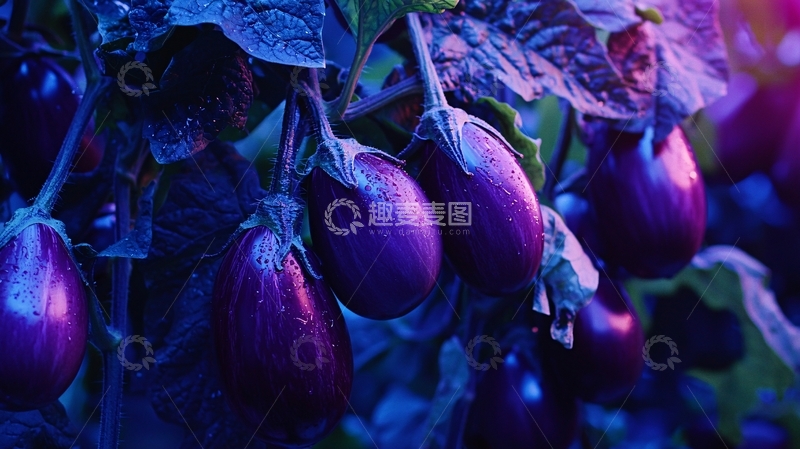 高清大图下载【趣麦麦图】紫色茄子丰收