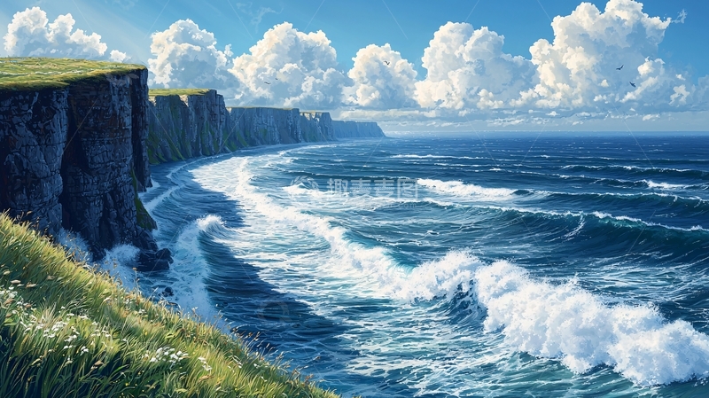 高清大图下载【趣麦麦图】海边悬崖峭壁