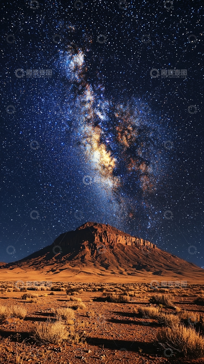 高清大图下载【趣麦麦图】星空下的山脉