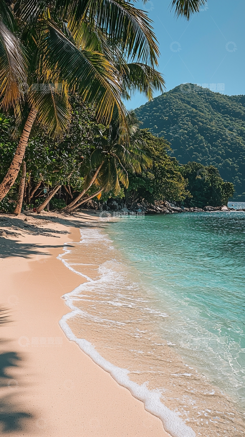 高清大图下载【趣麦麦图】热带海滩椰树白沙