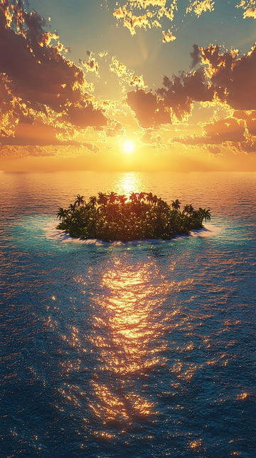 热带岛屿日落风景