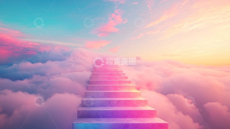 高清大图下载【趣麦麦图】云端阶梯