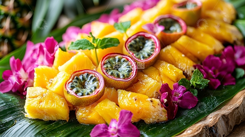 高清大图下载【趣麦麦图】菠萝蜜百香果芒果拼盘