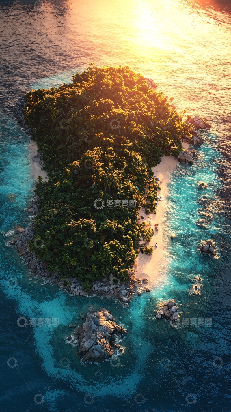 高清大图下载【趣麦麦图】热带岛屿鸟瞰图