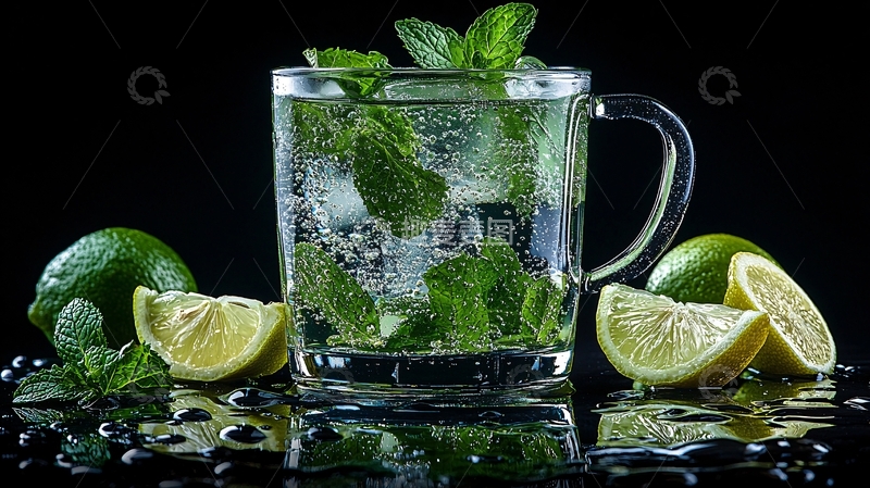 高清大图下载【趣麦麦图】清凉薄荷柠檬饮品