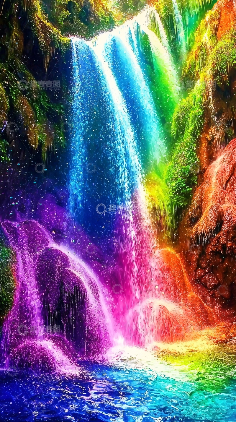 高清大图下载【趣麦麦图】彩虹瀑布