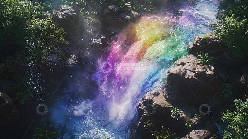 高清大图下载【趣麦麦图】彩虹瀑布