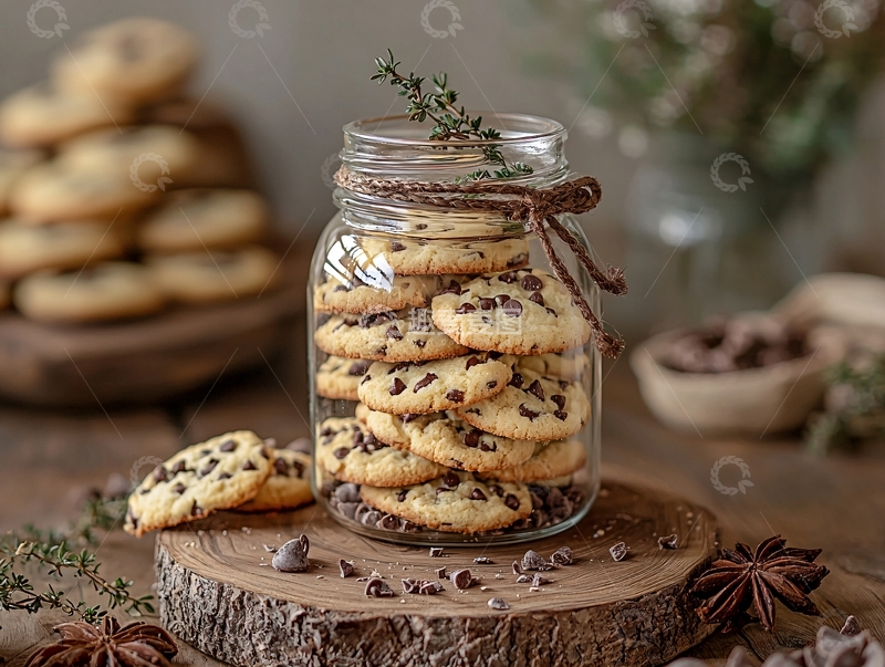 高清大图下载【趣麦麦图】装满巧克力饼干的罐子