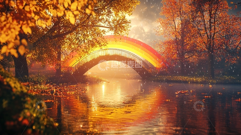 高清大图下载【趣麦麦图】秋日彩虹桥