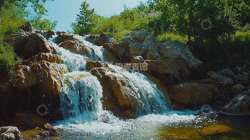 高清大图下载【趣麦麦图】阳光下的瀑布