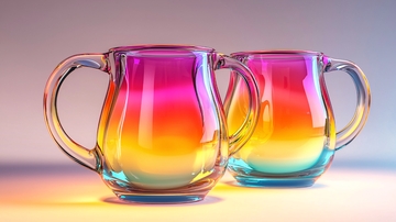 彩虹渐变玻璃杯