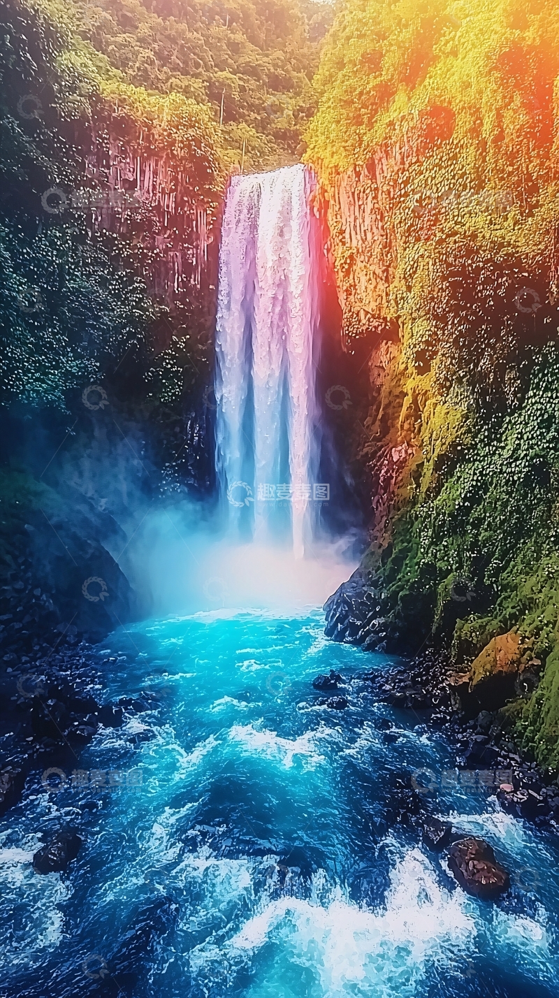 高清大图下载【趣麦麦图】彩虹瀑布