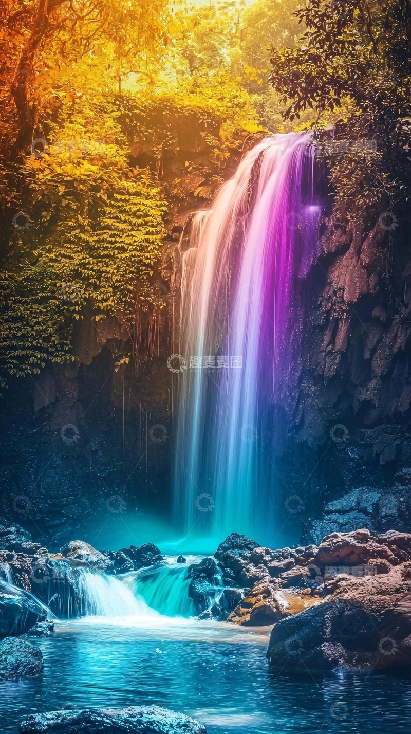 高清大图下载【趣麦麦图】彩虹瀑布