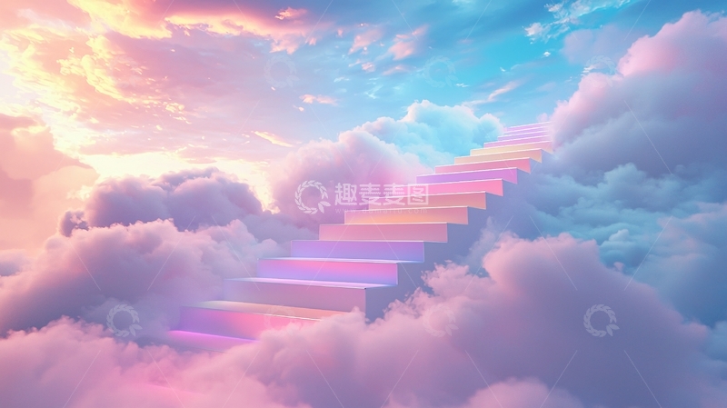 高清大图下载【趣麦麦图】云端阶梯