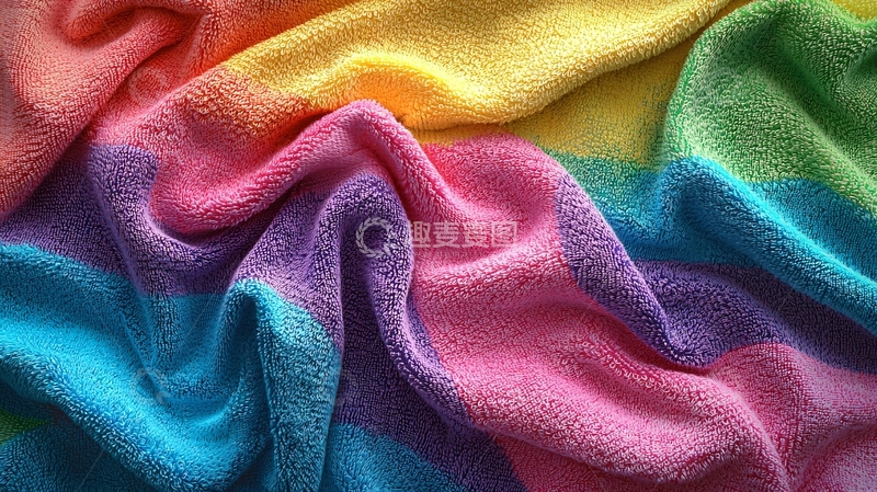 高清大图下载【趣麦麦图】彩虹条纹毛绒毯