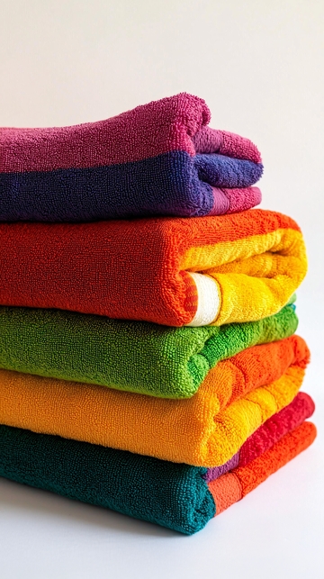 彩色浴巾叠放