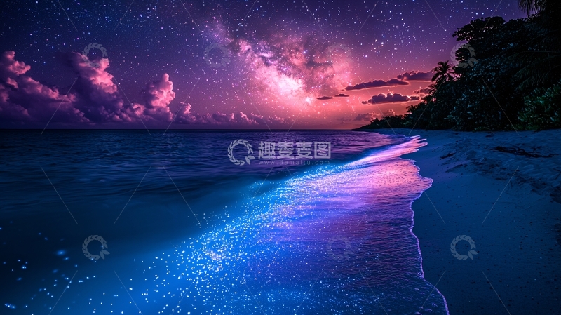 高清大图下载【趣麦麦图】星空海滩夜景