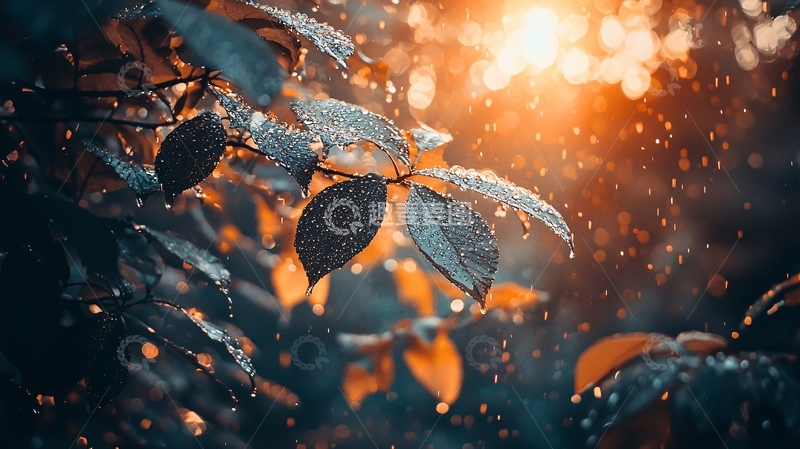 高清大图下载【趣麦麦图】雨中落叶